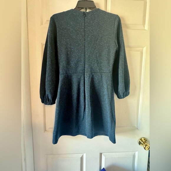 TIBI Blue and Black Heather “Eclipse” Holiday Festive Pique Ruched Dress - Picture 8 of 11